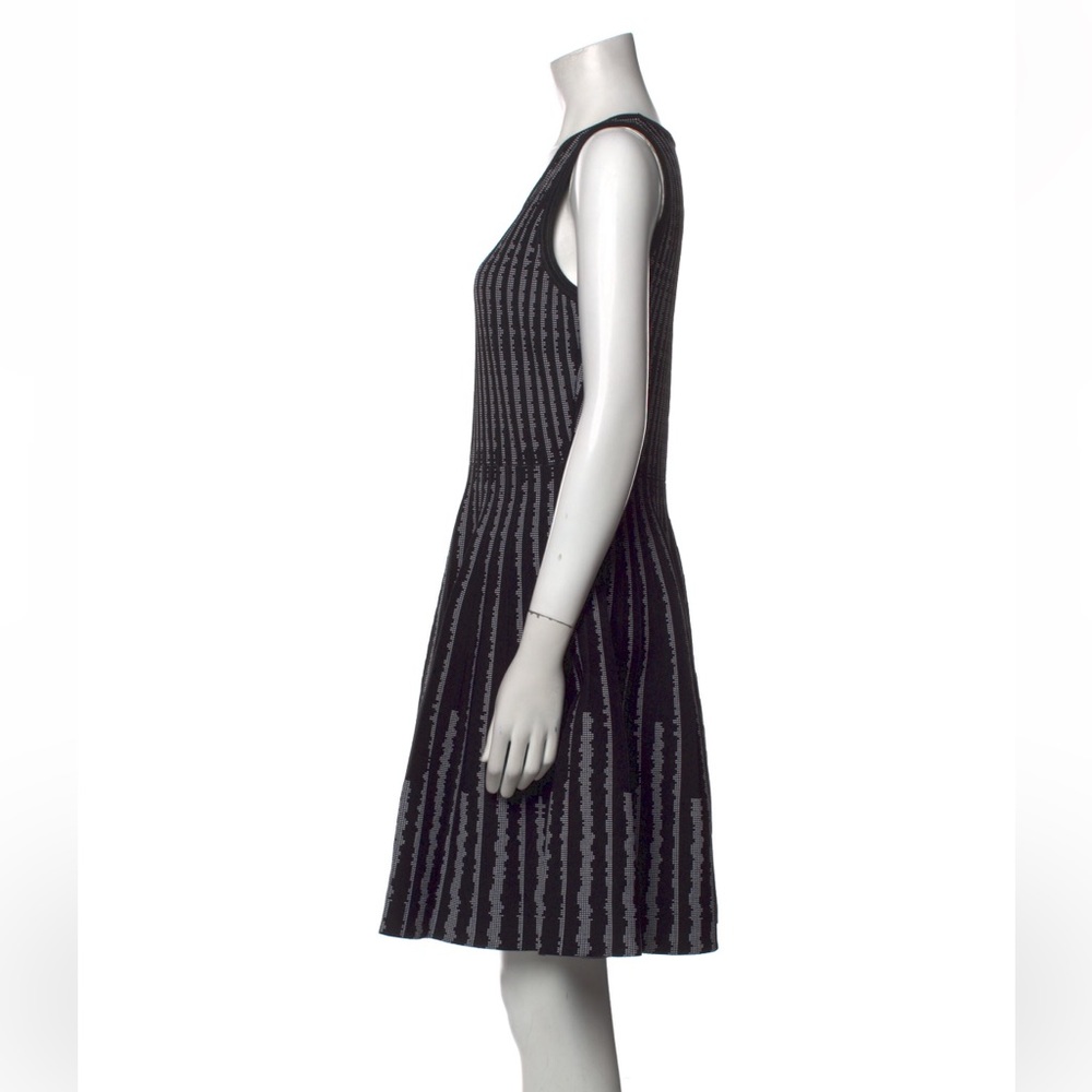 Milly fit flare stretch black white sleeveless dress a line size L 8-10 - Picture 2 of 8